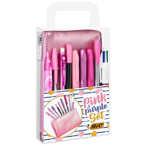[D95595] SET SCRITTURA+ASTUCCIO PINK  PURPLE - Bic