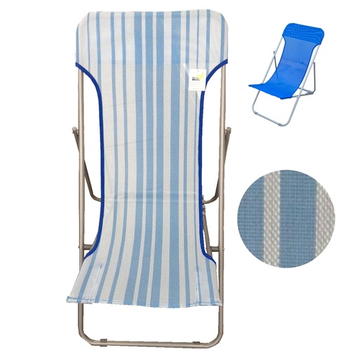 [D95737] Sdraio pieghevole con righe azzurre Beach