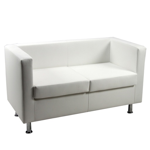 [D95953] Divano 2 posti Pragma PR2 in similpelle bianco con braccioli inclusi