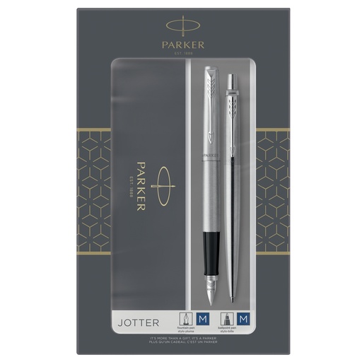 [D95960] Gift Set DUO Jotter stainless steel CT sfera+stilografica M Parker