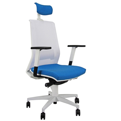 [D96154] Poltrona semidirezionale Light LLBPG blu chiaro/bianco c/bracc. regolabili+pogg