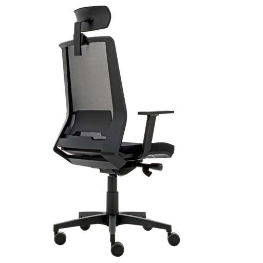 [D96157] Poltrona semidirezionale Light LLNPG nero c/bracc. regolabili e poggiatesta