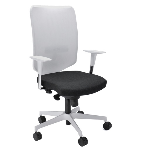 [D96234] Poltrona semidirezionale Newair NWB nero/bianco con braccioli regolabili