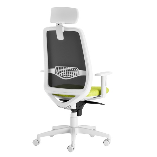 [D96248] Seduta operativa Tullio TUABPG verde mela/bianco c/bracc regolabili+poggiatesta
