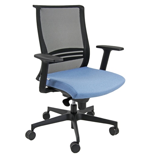 [D96416] Poltrona semidirezionale Elite wing WIBST celeste con braccioli regolabili