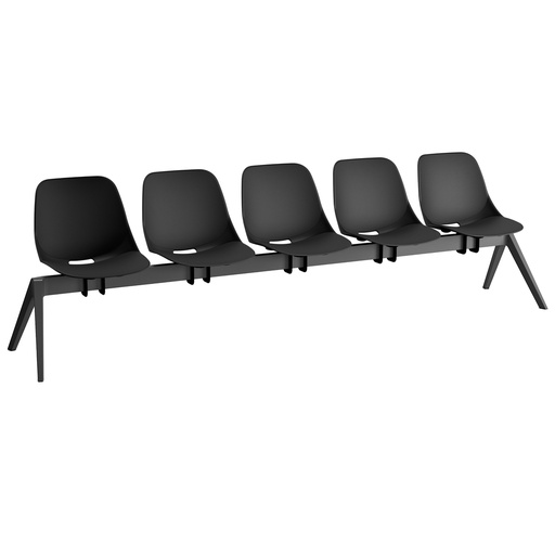 [D96461] Panca attesa Quick QK5P 5 posti nero senza braccioli