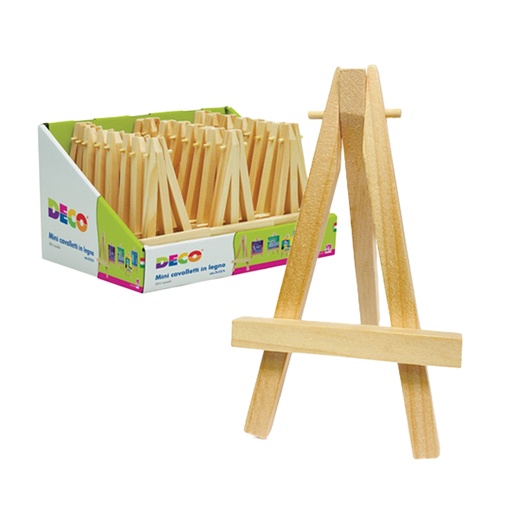 [D96607] Display 24 pz mini cavalletto in legno 7cm x altezza 12cm Deco