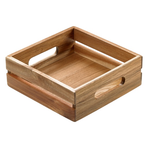 [D96608] Cassetta per alimenti in legno di acacia 20x20x7cm Leone