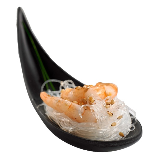 [D96750] Ciotola a cucchiaio fingerfood in melamina nera 14,5x4,5x1,5cm Leone