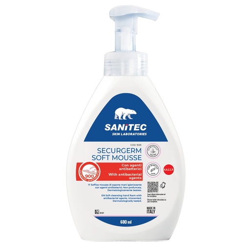 [D96803] Sapone in mousse 600ml con antibatterico Securgerm Sanitec