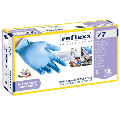 [D96914] Conf 100 Guanti In Nitrile R77100 taglia S azzurri Reflexx