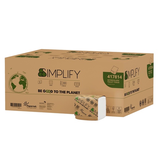 [D97037] Pacco 224 strappi Carta Igienica interfogliata goffratura wave SIMPLIFY Papernet