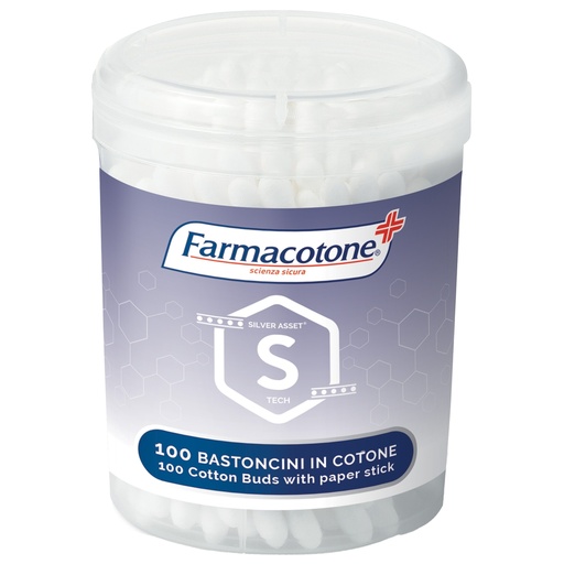[D97052] 100 Bastoncini cotonati in barattolo Silver Asset Farmacotone (delist)
