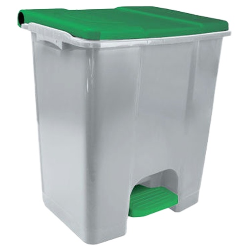 [D97426] Contenitore mobile a pedale in plastica riciclata Ecoconti 60lt grigio e verde