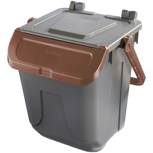 [D97436] Contenitore portarifiuti Ecology 25Lt c/sportello e maniglione bruno