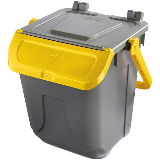 [D97437] Contenitore portarifiuti Ecology 25Lt c/sportello e maniglione giallo
