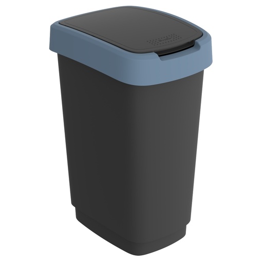 [D97447] Pattumiera 50LT in PPL Nero/blu coperchio basculante Rotho