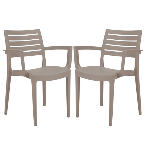 [D97494] Set da 2 sedie con braccioli Firenze in polipropilene juta Grandsoleil