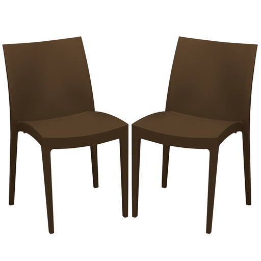 [D97495] Set da 2 sedie Venice in polipropilene moka Grandsoleil