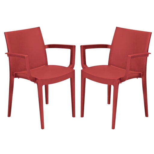 [D97498] Set da 2 sedie con braccioli Venice in polipropilene rosso Grand Soleil