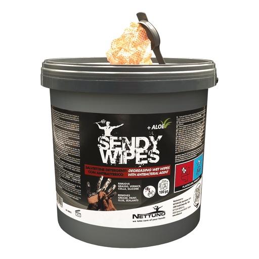 [D97563] Secchiello da 100 salviette umidificate 26x27cm Sandy Wipes