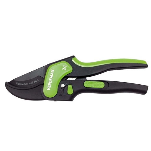 [D97852] Forbice a doppia funzione taglio singolo e cricchetto 20,5cm Verdemax
