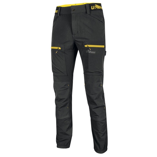 [D98088] Pantalone Horizon Tg. L nero-giallo U-power