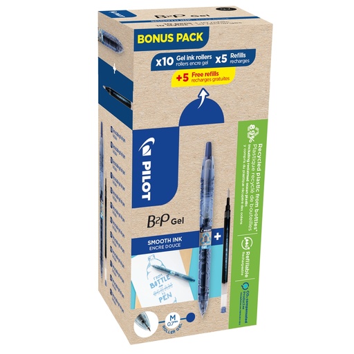 [D98226] Bonuspack 10 roller +10 refill B2P Gel punta 0.7 mm blu Pilot