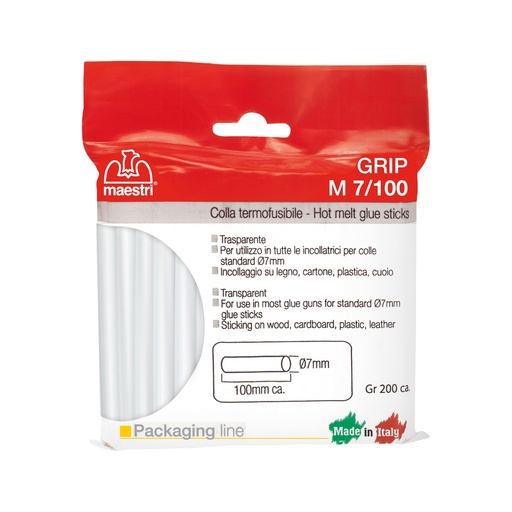 [D98259] Colla termofusibile 10cm D7mm in sacchetto da 200gr trasparente M7/100 Ro-Ma