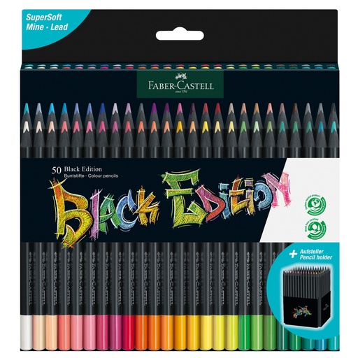 [D98445] Astuccio 50 matite colorate triangolare Black Edition Faber-Castell