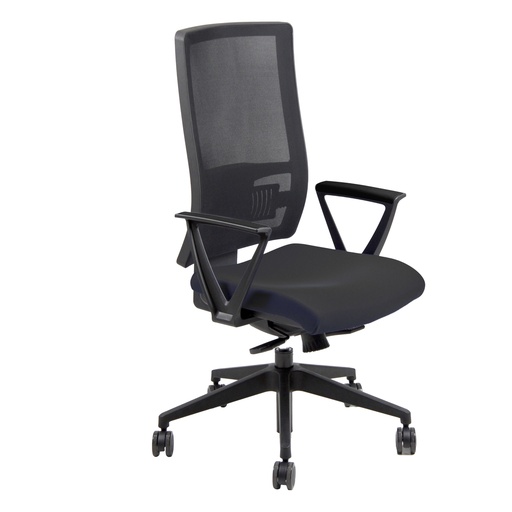 [D98482] POLTRONA OPERATIVA Nereide NERO C/BRACC. tessuto Eco tratt. ignifugo