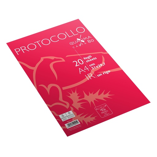 [D98512] Fogli protocollo A4 Quaxima 1rigo 20fg 80gr Pigna