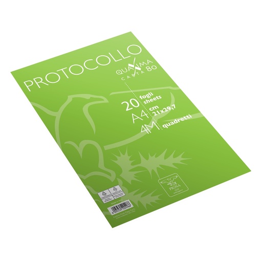 [D98513] Fogli protocollo A4 4mm 20fg 80gr Pigna