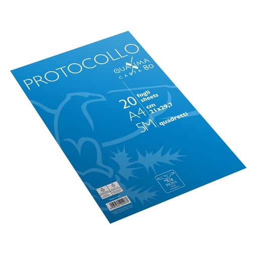 [D98514] Fogli protocollo A4 5mm 20fg 80gr Pigna