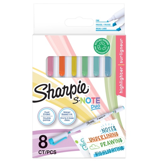 [D98551] Astuccio 8 pennarelli S-Note Duo colori assortiti Sharpie