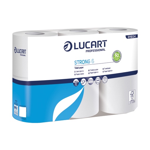 [D98555] Pacco 6 rotoli Carta Igienica 300 strappi Strong 6 Lucart