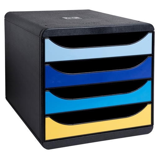 [D98603] Cassettiera A4 4 cassetti BIG-BOX nero/multicolore Bee Blue Exacompta