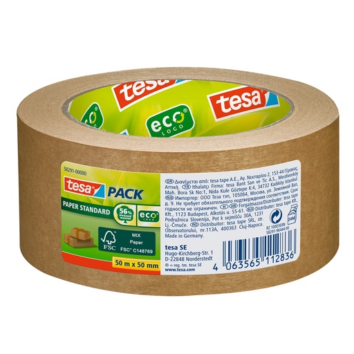 [D98649] Nastro adesivo 50mt x 50mm Tesapack Paper standard ecoLogo avana Tesa
