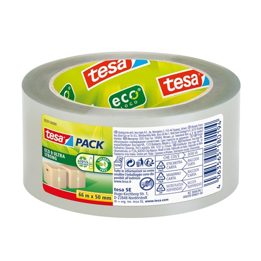 [D98650] Nastro adesivo 66mt x 50mm Tesapack Eco ultra strong ecoLogo trasparente Tesa