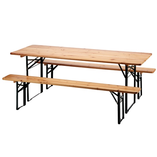 [D98832] Set birra rettangolare pieghevole legno - set 3 elementi