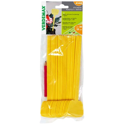 [D98837] Busta 25 Etichette diritte con gambo 5x4x20cm Verdemax