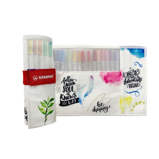 [D98851] Rotolo 18 pennarelli Stabilo Pen 68 Brush colori assortiti