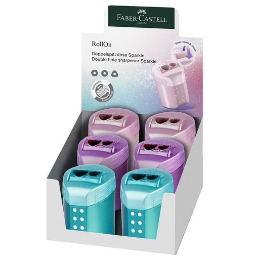 [D98863] Temperamatite c/serbatoio 2 fori RollOn Sparkle colori assortiti Faber Castell