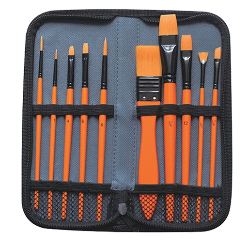 [D98880] Astuccio 10 pennelli in sintetico assortiti per acrilico DOM
