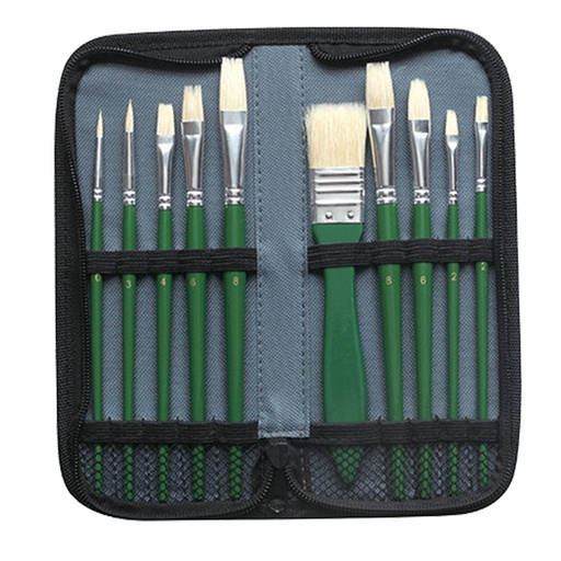 [D98881] Astuccio 10 pennelli in setola assortiti per olio DOM