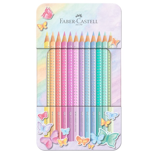 [D98888] Astuccio in metallo 12 matite colorate Sparkle Pastel assortite Faber Castell
