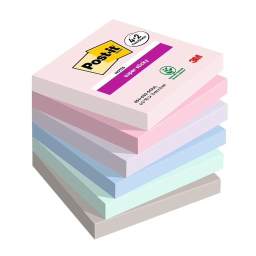 [D98957] Valuepack 4+2 Post-itR Super Sticky Soulful, 76x76 mm, 90 foglietti/blocchetto