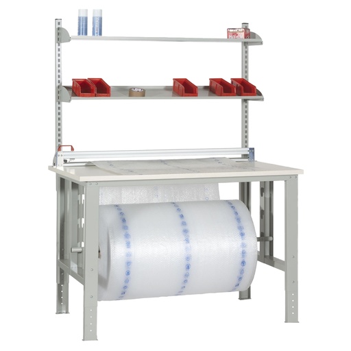 [D99077] Tavolo da imballaggio elevabile 150x84x78/115cm grigio/avorio