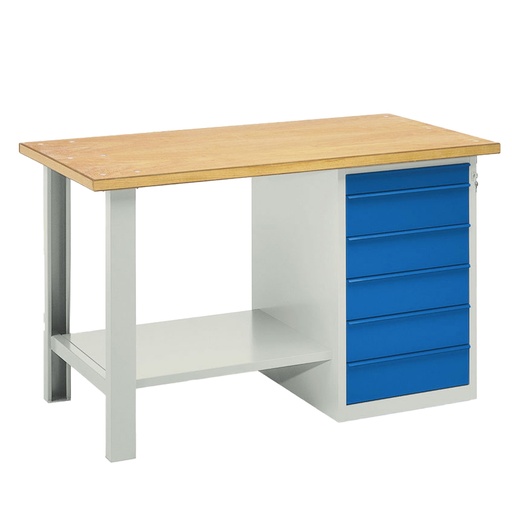 [D99093] Banco da lavoro con 6 cassetti 150x75x90cm