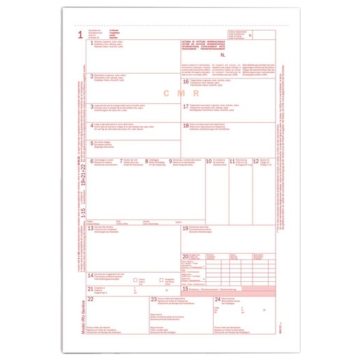 [D99102] Lettera di vettura internazionale CMR snap 5copie autor.31x21cm Data Ufficio